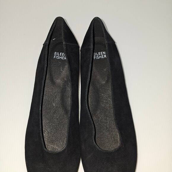 NEW Eileen Fisher Una 2 Flat Womens 10 Black Suede Slip On Hidden Wedge Comfort - Picture 8 of 13